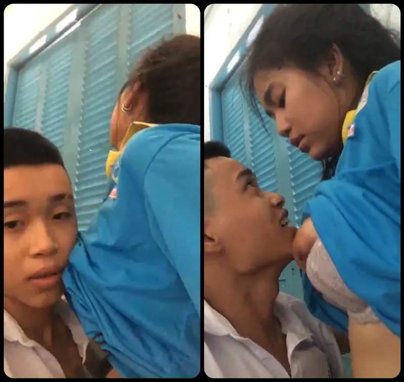 2 học sinh nữ phang trong lớp học